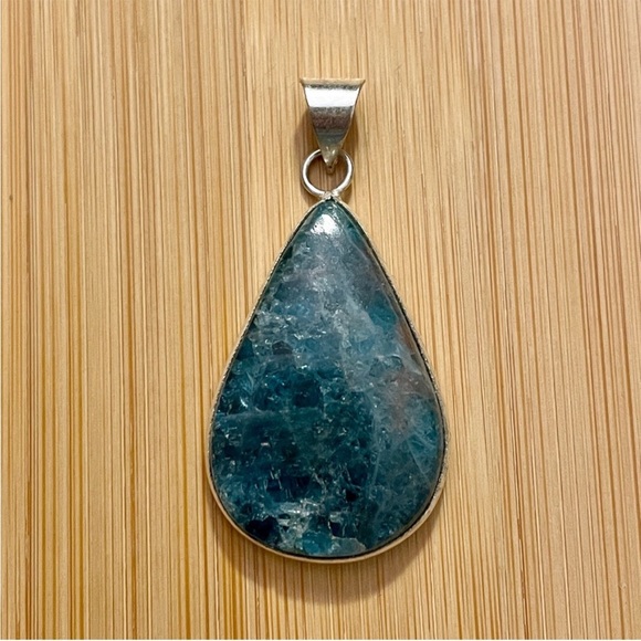 Vintage Jewelry - Blue Apatite Sterling Silver Overlay Pendant